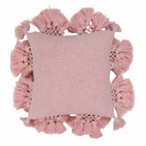 Stone Washed Blush Pink Cotton Tasseled Pillow Model: TOV-C18588